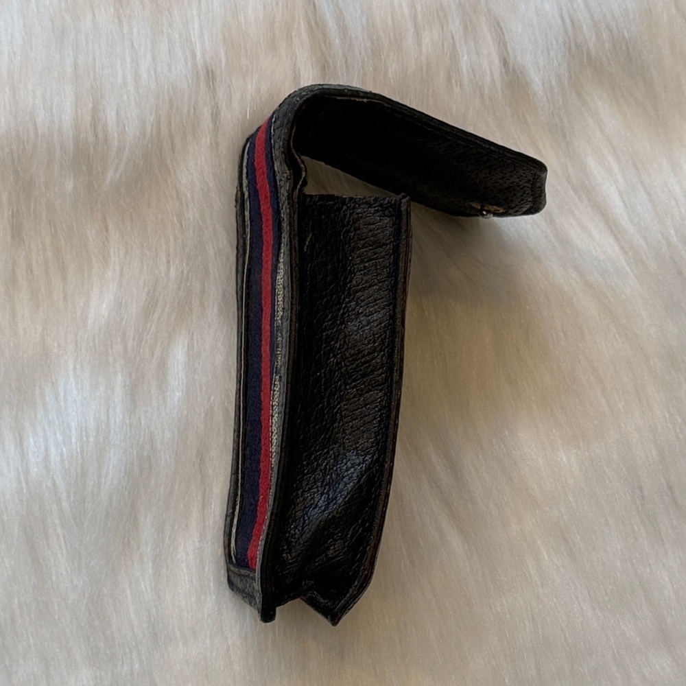 Gucci 100% Authentic Black Leather Case with Red and Blue Stripe​​​ - Picture 4 of 6